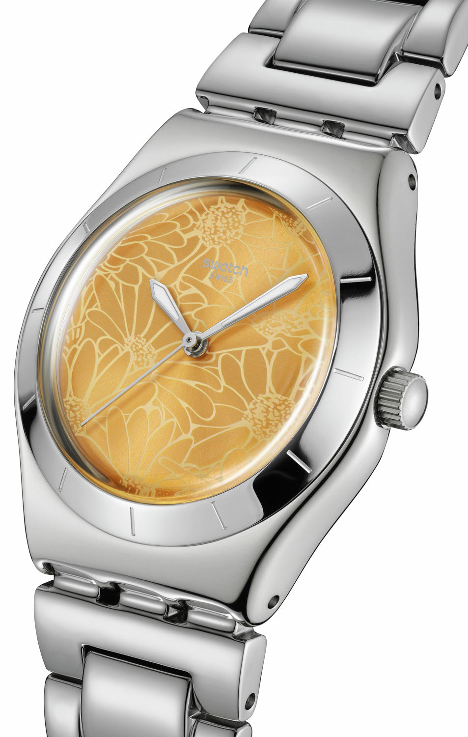 Swatch Petal Swirl YLS236G Damen Uhr • Quarzwerk • Edelstahl-Design