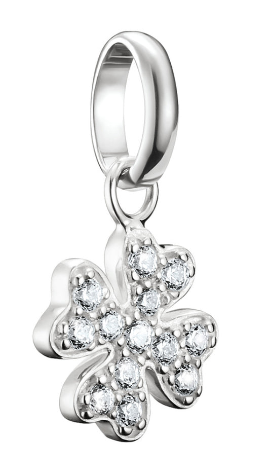 Thomas Sabo Charm-Anhänger Glücksklee mit Steinen Connect Silber
