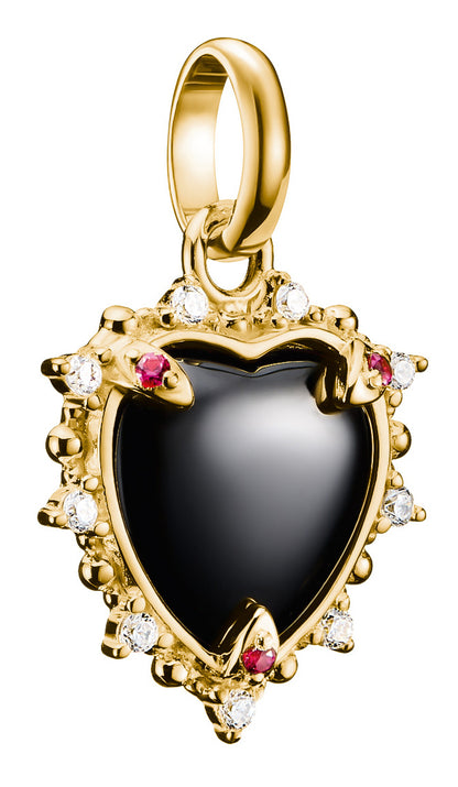 Thomas Sabo Charm-Anhänger Vintage-Herz schwarz Connect vergoldet