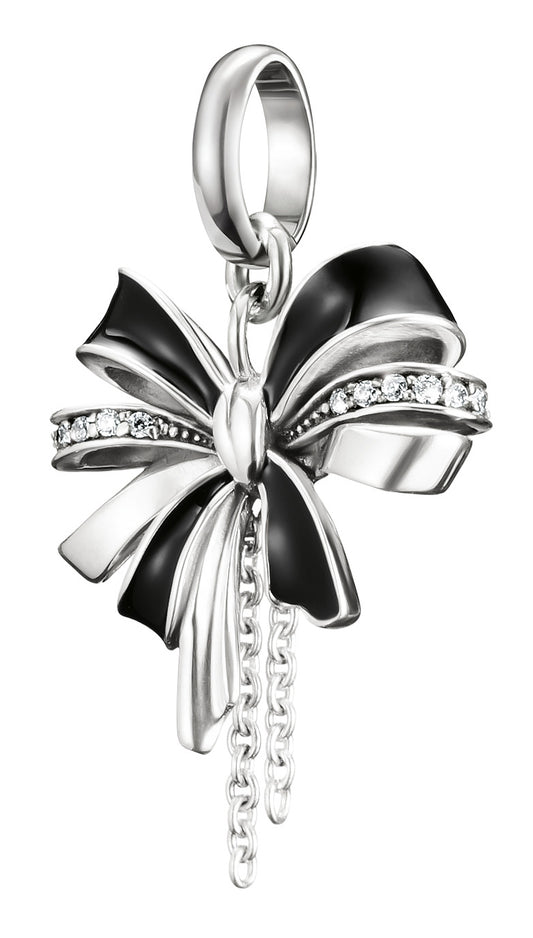 Thomas Sabo Charm-Anhänger Schleife schwarz Connect Silber