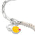 Zawieszka typu charm na bransoletce z koralikami, żółtą buźką smiley i sercem