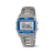 Cyfrowy zegarek męski typu chronograf z alarmem, metalowa bransoleta, wyświetlacz z niebieskim podświetleniem