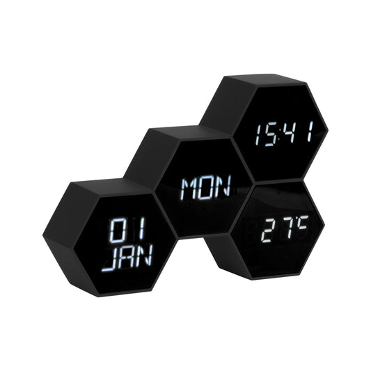 Karlsson Six In The Mix Alarm Clock 17.5 cm Black Rubberised • Time Display • Alarm Function