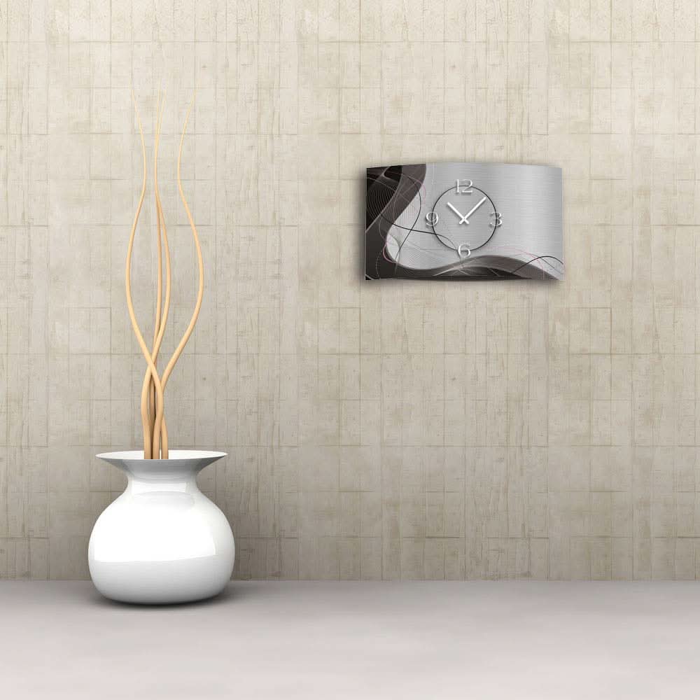 Horloge murale Dixtime 28x48 cm aluminium • Mouvement à quartz silencieux • Fabriqué en Allemagne