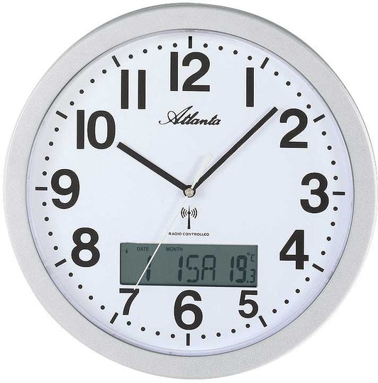 Atlanta Wall Clock 30 cm Ø Plastic • Radio-controlled • Silent