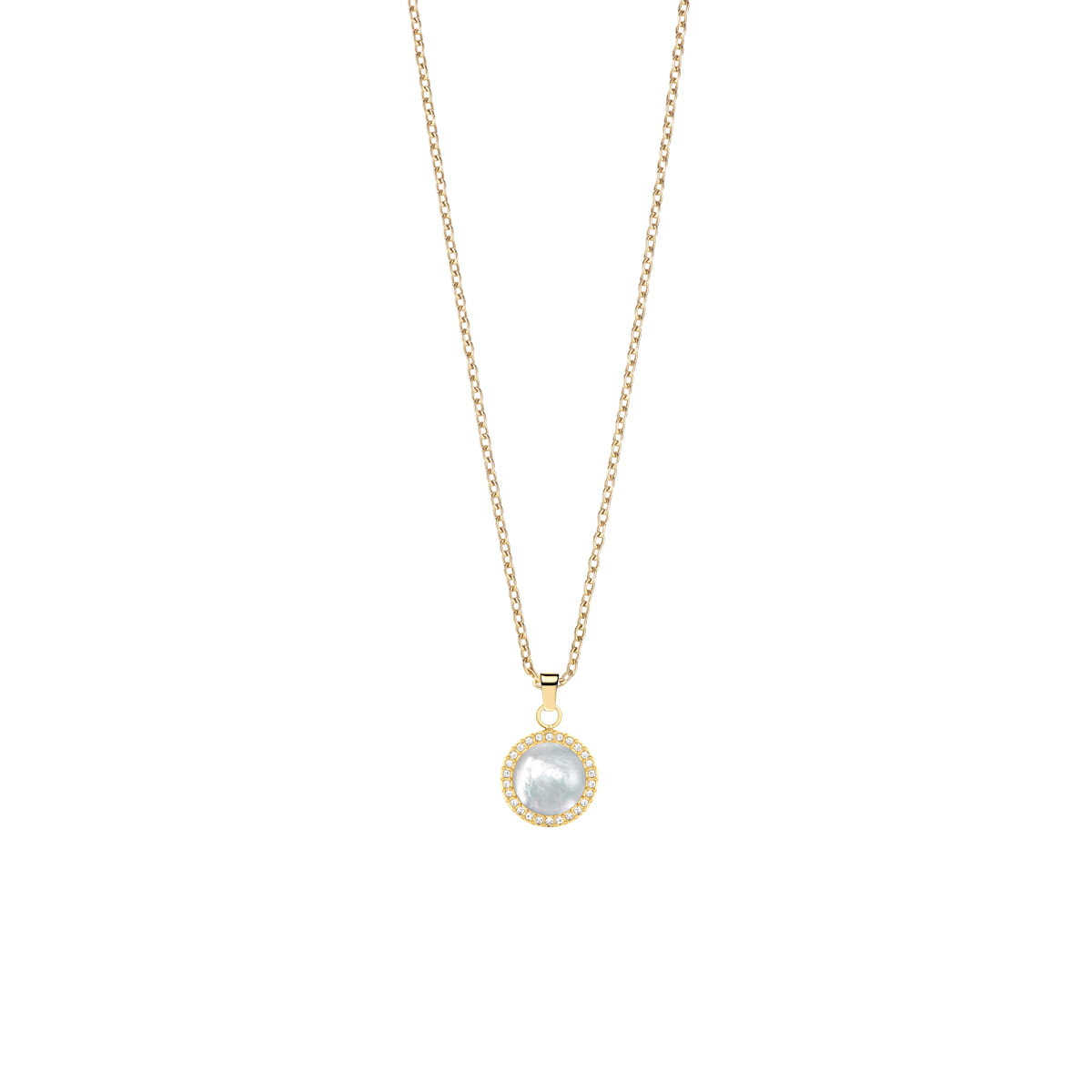Arctic Pearls Elegante Goldglänzende Halskette mit Schimmerndem Perlmutt-Anhänger - Bering Modell: 452-27-450