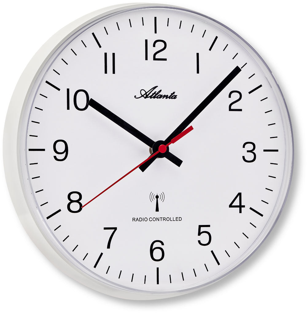 Atlanta Wall Clock 25.5x25.5x4 cm Plastic • Precise Radio-Controlled Movement • Modern Design