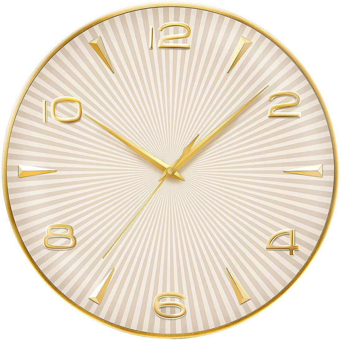 Horloge murale Atlanta 40 cm Ø plastique • Mouvement radio-piloté précis • Design élégant en or