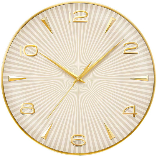 Atlanta Wall Clock 40 cm Ø Plastic • Precise Radio-Controlled Movement • Elegant Design in Gold