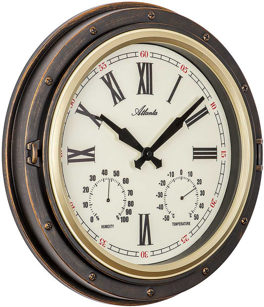 Atlanta Wall Clock 40x40x6 cm Plastic • Temperature display • Humidity display