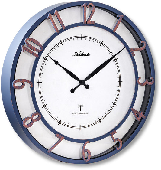 Atlanta Wanduhr 45 cm Ø Kunststoff • Funkgesteuert • Vintage Design