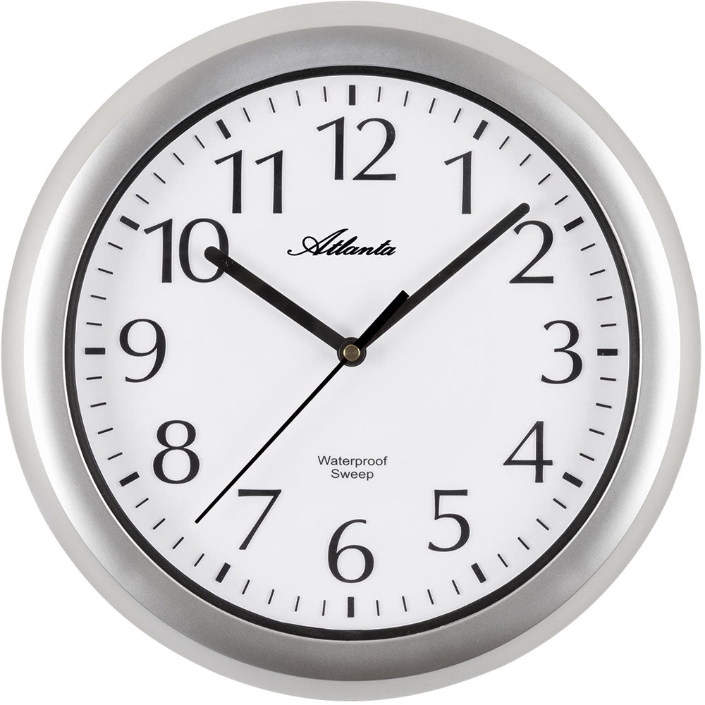 Atlanta Horloge murale 30 cm Ø plastique • Mouvement silencieux • Adaptée aux pièces humides