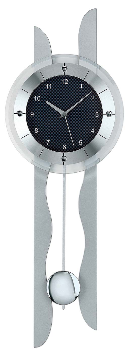 Horloge murale AMS 70x24x7 cm bois • Mouvement radio-piloté • Verre minéral facetté • Design moderne