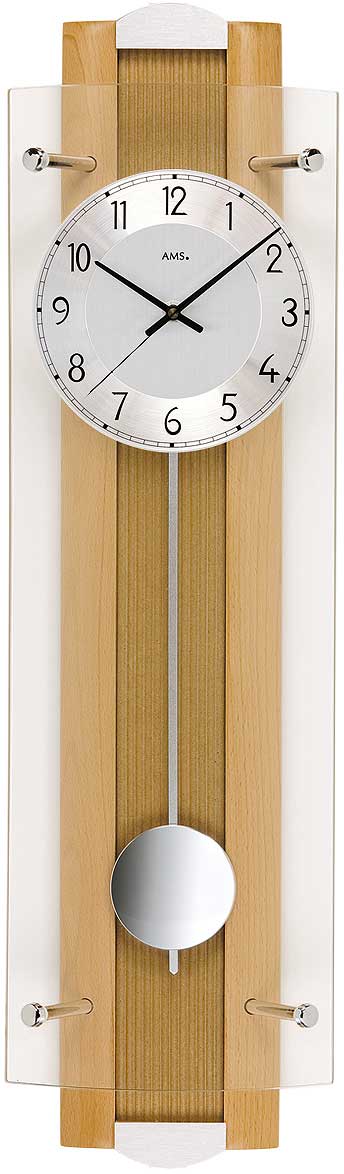 AMS Wanduhr 66x17x10 cm Holz • Funk-Uhrwerk • Pendeluhr