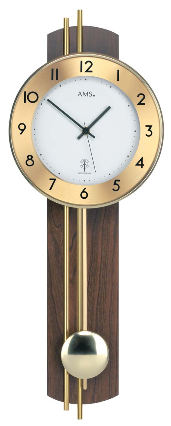 Horloge murale AMS 62x22x8 cm bois • Mouvement à pendule radioguidé • Chiffres arabes