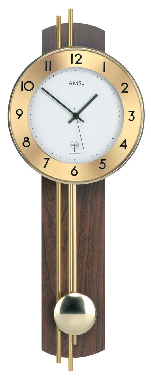 Horloge murale AMS 62x22x8 cm bois • Mouvement à pendule radioguidé • Chiffres arabes