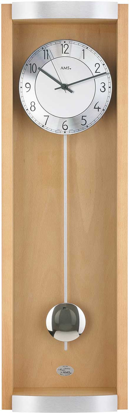 Horloge murale AMS 71x21x9 cm bois • Mouvement radio-piloté précis • Design intemporel