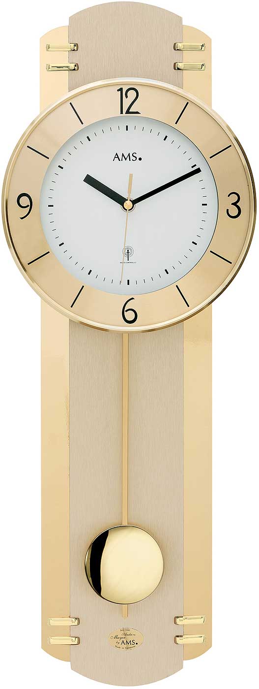 Horloge murale AMS 60x22x7 cm bois • Radiopilotée • Design élégant
