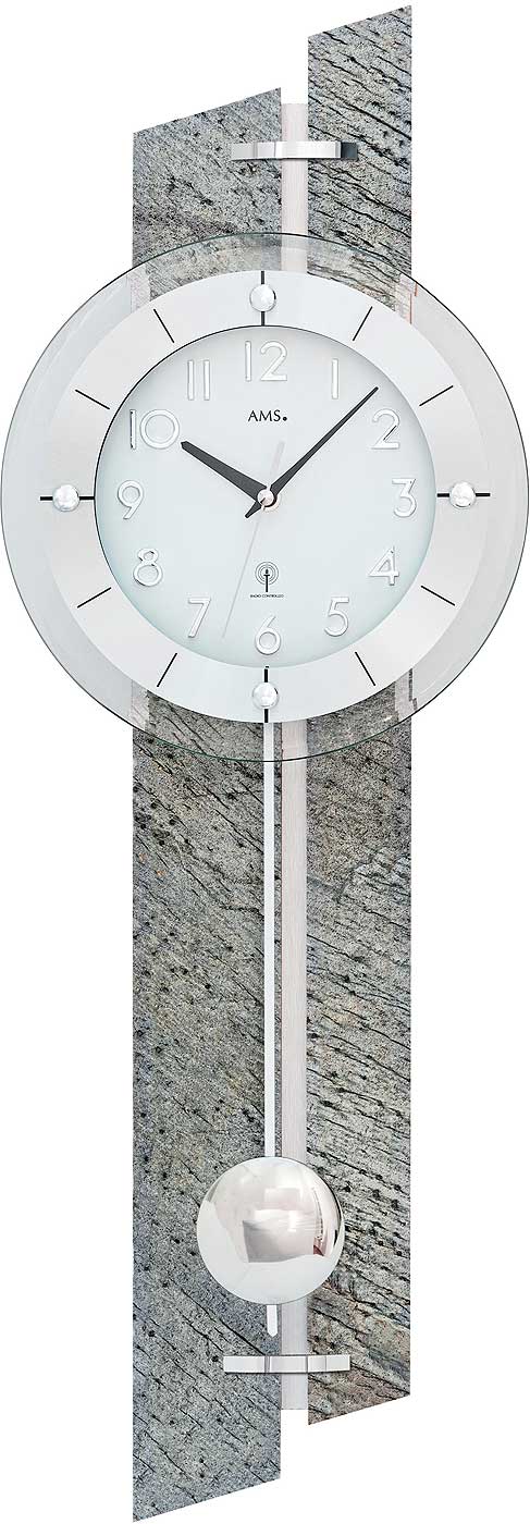 Horloge murale AMS 71x24x7 cm en bois • Design moderne • Précision radio-pilotée
