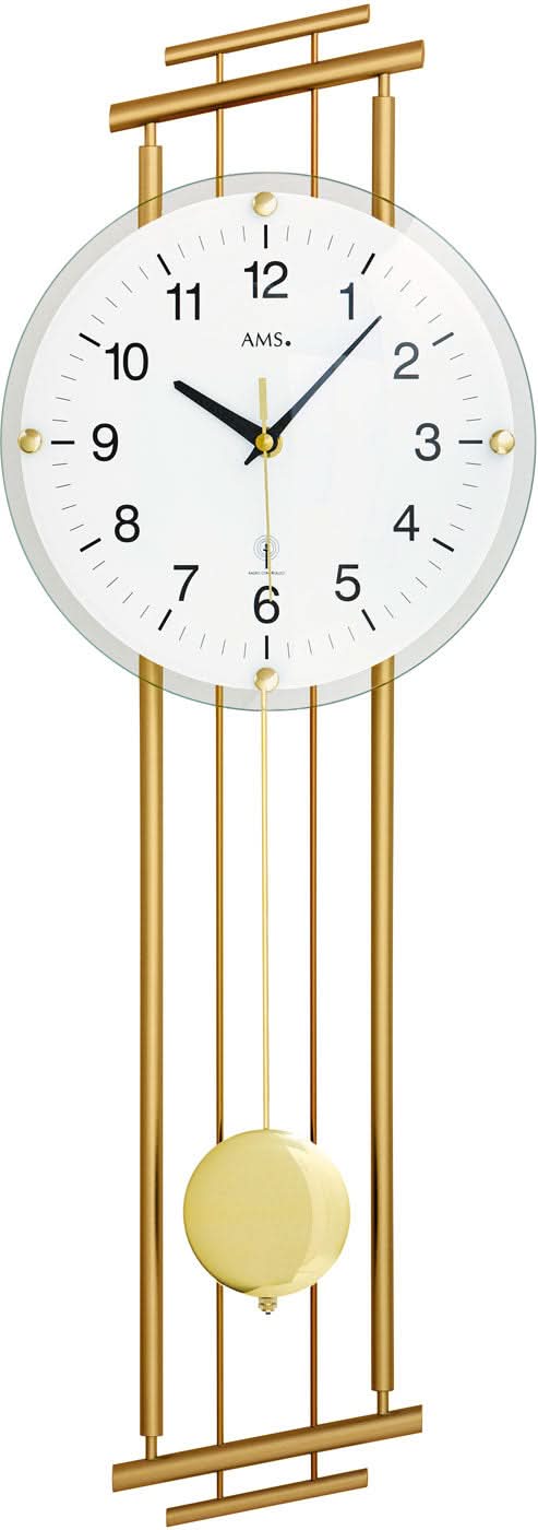 Horloge murale AMS 65x23x7 cm Laiton • Radio-pilotée • Pendule