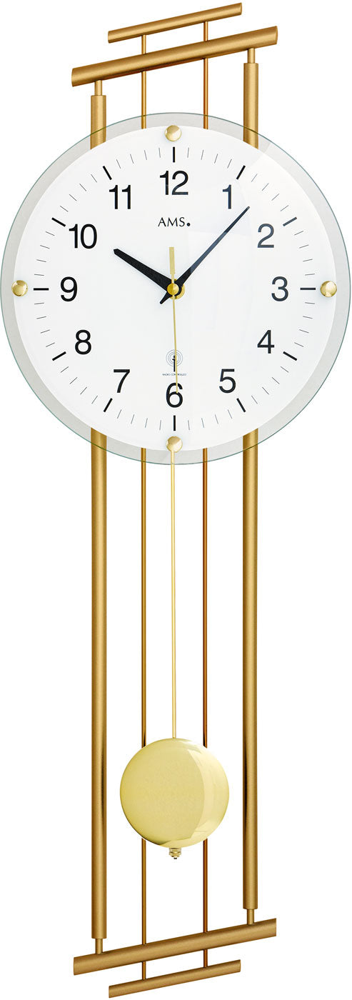 Horloge murale AMS 65x23x7 cm Laiton • Radio-pilotée • Pendule