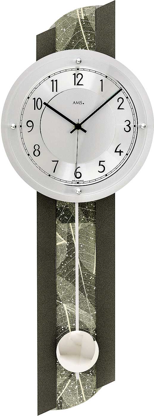 AMS Wall Clock 68x24x8 cm Wood • Radio Controlled • With Pendulum