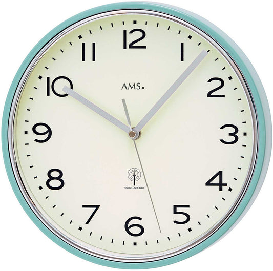 AMS Wall Clock 25 cm Ø Metal • Radio-Controlled • Precise Quartz Movement