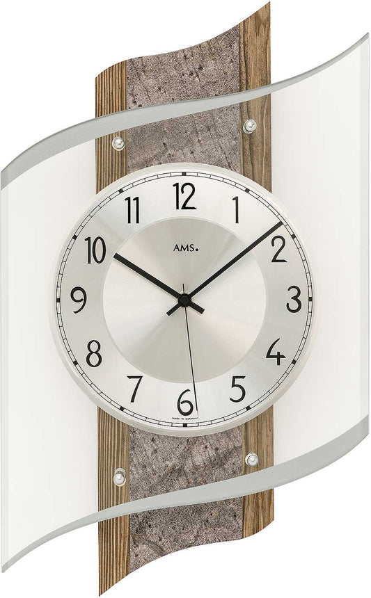Horloge murale AMS 48x29x8 cm bois • Design moderne • Radio-pilotée