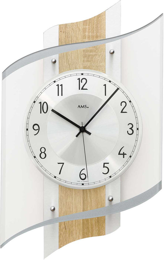 AMS Wall Clock 48x29x0.03 cm Wood • Radio-controlled movement • Modern design