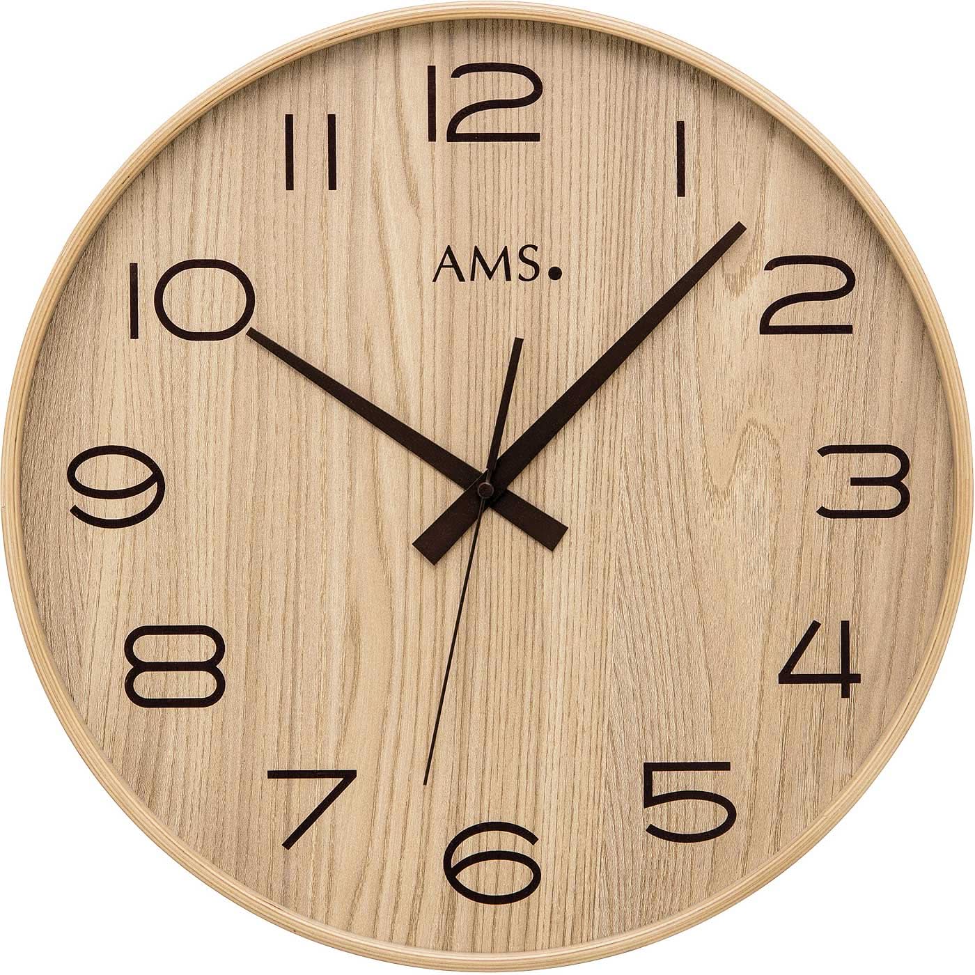 Horloge murale AMS 40x40x5 cm bois • Précision radio-pilotée • Design harmonieux