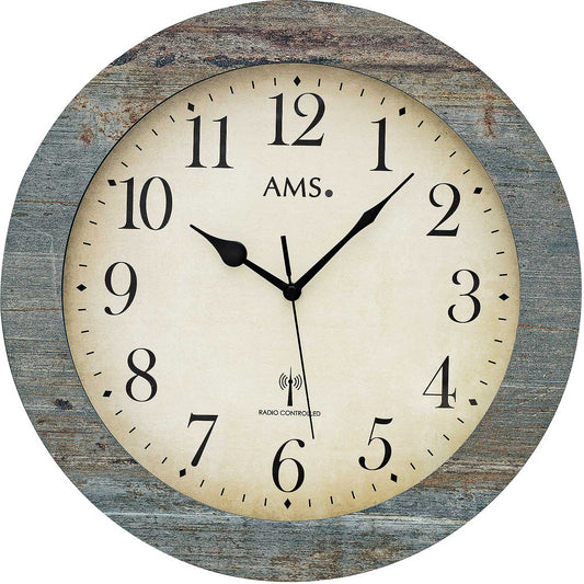 AMS Wall Clock 35x35x5 cm Wood • Precise Radio-Controlled Movement • Modern Design