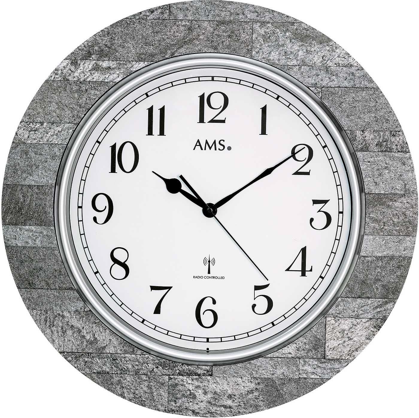 Horloge murale AMS 50 cm Ø bois • Mouvement radio-piloté précis • Design naturel moderne