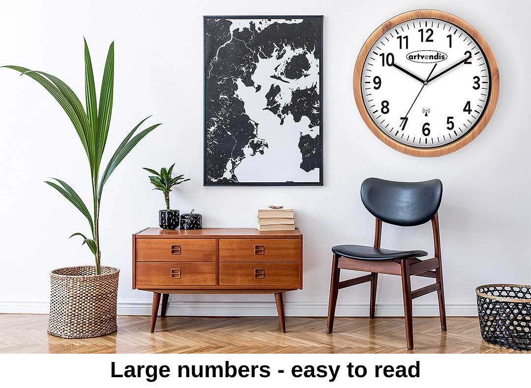 Horloge murale AMS 30x30x4,5 cm plastique • Radio-pilotée • Silencieuse