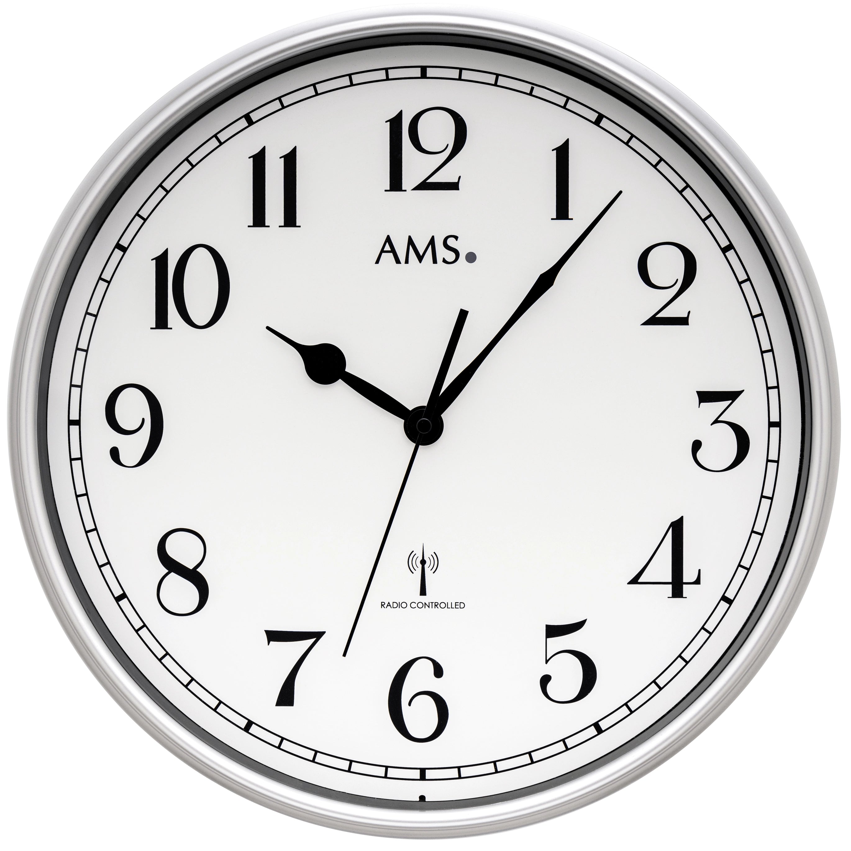 AMS Wanduhr 32 cm Ø Metall • Präzises Funkuhrwerk • Stilvolles Design