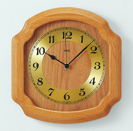 AMS Wanduhr 27x28x5 cm Holz • Funkgesteuert • Elegantes Design