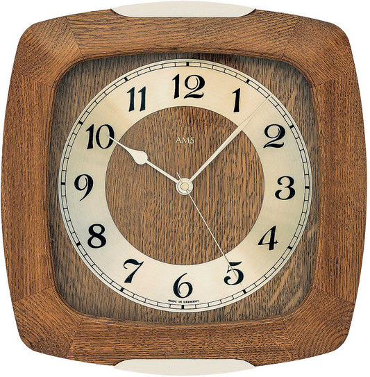AMS Wall Clock 28x27 cm Oak • Radio-Controlled • Arabic Numerals