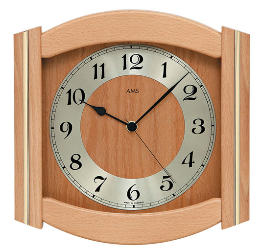 AMS Wall Clock 27x27x5 cm Wood • Silent • Radio-Controlled