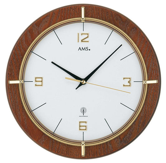 Horloge murale AMS 29x29x5 cm bois • Mouvement radiopiloté de précision • Boîtier en bois noble