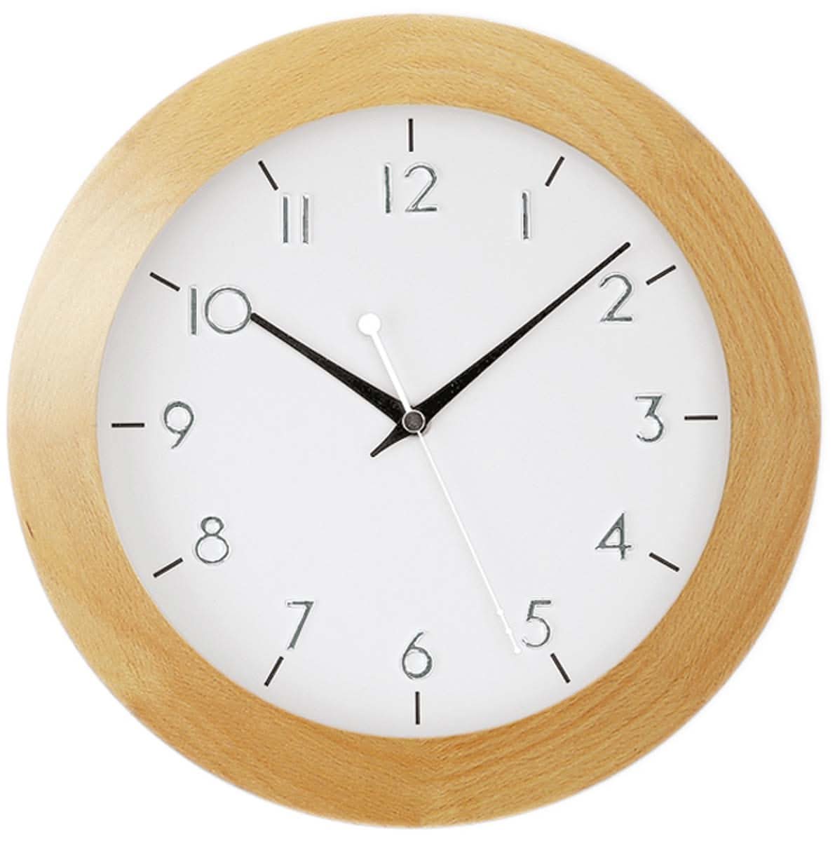 Horloge murale AMS 29 cm Ø bois • Radio-pilotée • Design moderne