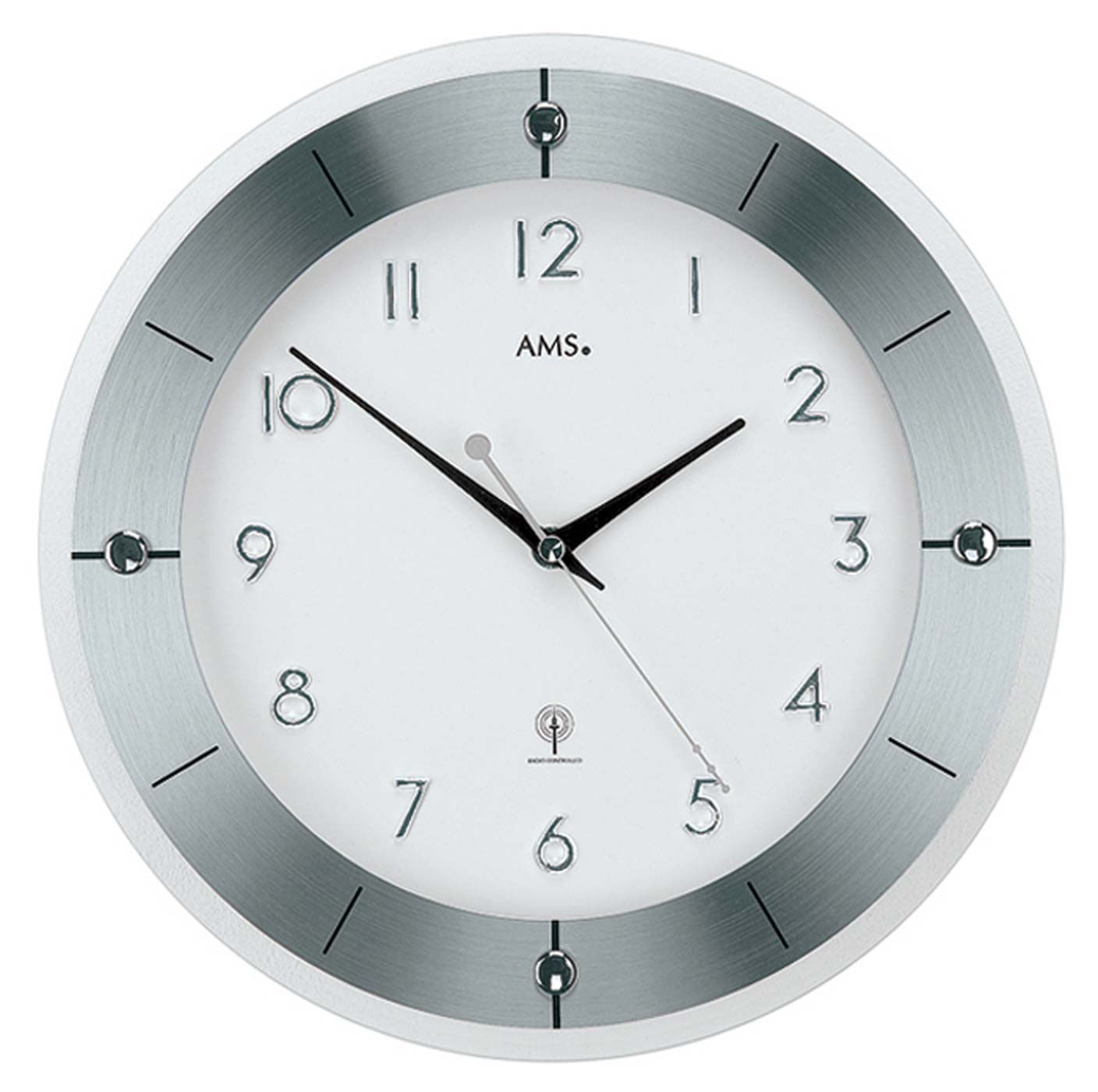 AMS Wall Clock Aluminum • Precise Radio-Controlled Movement • Modern Design