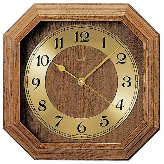 AMS Wall Clock 26x26x5 cm Wood • Radio Controlled • Arabic Numerals
