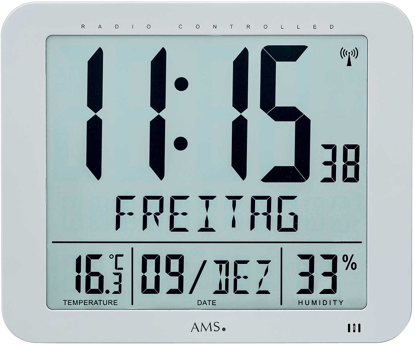 AMS Wall Clock 25x25 cm Plastic • Radio-controlled • Silent