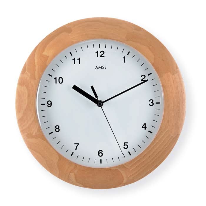 Horloge murale AMS 31x31x5 cm bois • Radio-pilotée • Design moderne