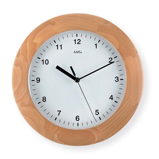 Horloge murale AMS 31x31x5 cm bois • Radio-pilotée • Design moderne