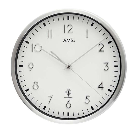 Horloge murale AMS 25 cm Ø aluminium • Radiopilotée • Design moderne