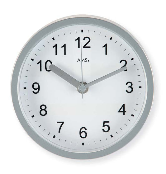 AMS Wanduhr 16x16x5 cm Kunststoff • Funkgesteuert • Badezimmer geeignet