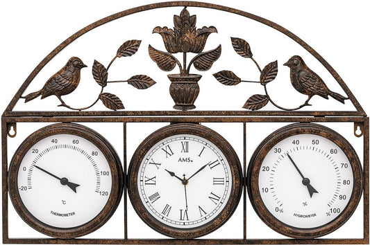 Horloge murale AMS 44x66x5 cm métal • Mouvement radio-piloté précis • Avec température et humidité