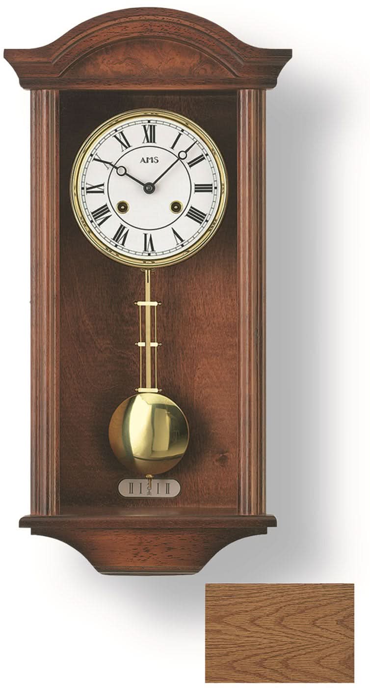 Horloge murale AMS 53x27x13 cm bois • Mouvement mécanique 14 jours • Mélodie Westminster