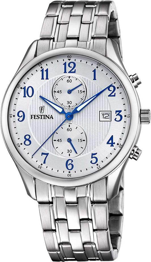 Festina Timeless Chronograph F6854/A Herrenuhr • Sportliches Chronographen-Design • Hochwertiger Edelstahl