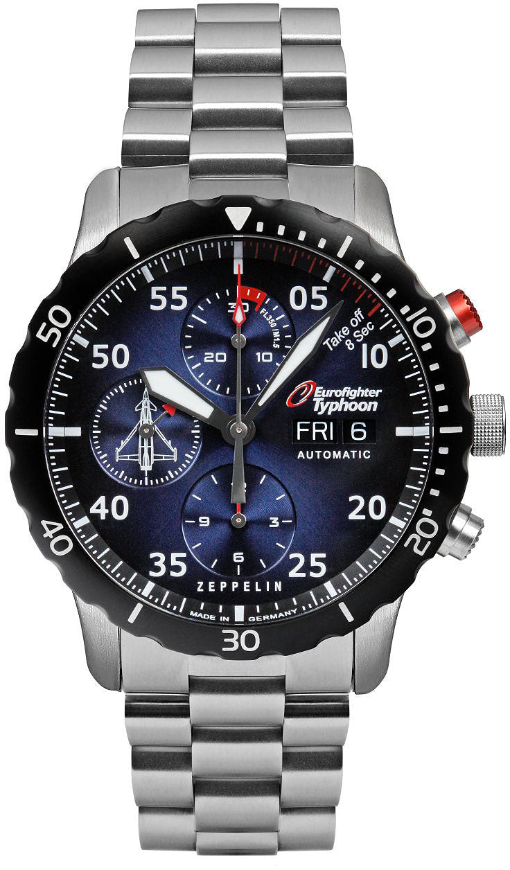 Zeppelin Eurofighter 7218M-3 Men's Watch • Automatic Chronograph • Sapphire Crystal